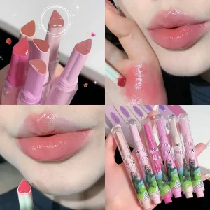 Moisturising Lipstick Pen Waterproof Jelly Lip Glaze Mirror Water Lipstick Heart-shaped Lip Gloss Non-stick Cup Korean Cosmetic - Image 6